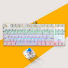 将图片加载到图库查看器,USB Mix Light Blue Switch Gaming Mechanical Keyboard 87 Keys for Tablet Desktop