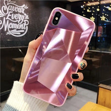 Cargar imagen en el visor de la galería, Diamond Texture Mirror Phone Case For iphone 7 8 6s 6 plus Cute Soft TPU Shockproof Cover For iphone X Xs Max 6 Xr 7 8 Case