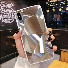 Cargar imagen en el visor de la galería, Diamond Texture Mirror Phone Case For iphone 7 8 6s 6 plus Cute Soft TPU Shockproof Cover For iphone X Xs Max 6 Xr 7 8 Case