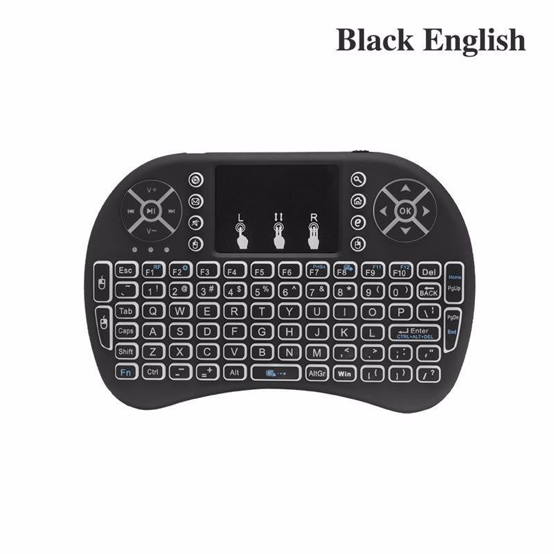 Mini Wireless Keyboard 2.4GHz 3 color English Russian Backlight touch screen mouse control Multi-function keyboard