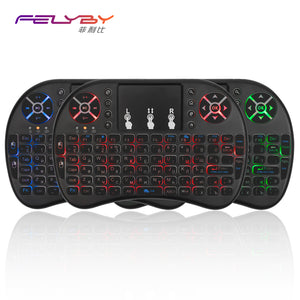 Mini Wireless Keyboard 2.4GHz 3 color English Russian Backlight touch screen mouse control Multi-function keyboard