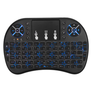 Mini Wireless Keyboard 2.4GHz 3 color English Russian Backlight touch screen mouse control Multi-function keyboard