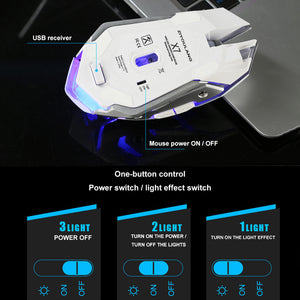 X7 7 Colors Light Silent 6 Buttons Rechargeable Wireless Optical Gaming Mouse