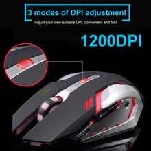 将图片加载到图库查看器，X7 7 Colors Light Silent 6 Buttons Rechargeable Wireless Optical Gaming Mouse
