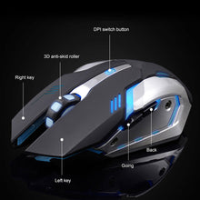将图片加载到图库查看器，X7 7 Colors Light Silent 6 Buttons Rechargeable Wireless Optical Gaming Mouse
