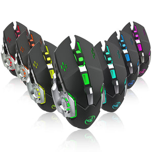M70GY 2400DPI 2.4G Wireless Gaming Device 6 Buttons Color Light Optical Mouse