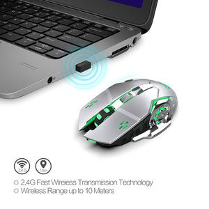 M70GY 2400DPI 2.4G Wireless Gaming Device 6 Buttons Color Light Optical Mouse