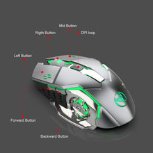将图片加载到图库查看器，M70GY 2400DPI 2.4G Wireless Gaming Device 6 Buttons Color Light Optical Mouse
