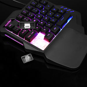 Pro Single Hand Glowing RGB Backlit USB Gaming Keyboard Mouse