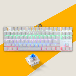 USB Mix Light Blue Switch Gaming Mechanical Keyboard 87 Keys for Tablet Desktop