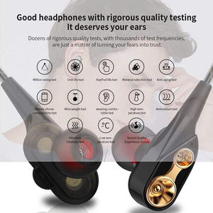 Dual Drivers Earphone High Bass Stereo With Mic For Meizu Xiaomi Sony