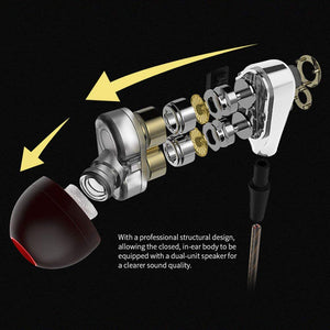 Dual Drivers Earphone High Bass Stereo With Mic For Meizu Xiaomi Sony