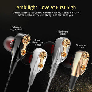 Dual Drivers Earphone High Bass Stereo With Mic For Meizu Xiaomi Sony