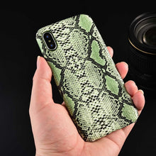 Load image into Gallery viewer, Boucho For iPhone XS Max XR 11 Pro Max X Case Snake Wood Texture Phone Cases For iPhone 7 8 6 6s plus PU Leather Soft Cover
