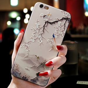 Relief Cute Flower TPU 3D Emboss Silicone Case For iPhone X XR 6 6S 7 8 Plus 5 5S SE 9 Cases For iPhone XS Max Coque Cover Shell