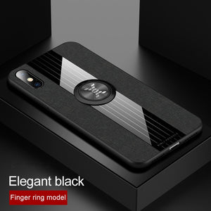 Magnetic Car Holder Case For iPhone 11 X XR XS Max 6 6S Plus Soft Frame Cloth Finger Ring Shockproof Cover For iPhone 7 8 Plus X
