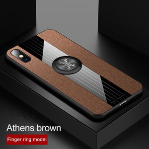 Magnetic Car Holder Case For iPhone 11 X XR XS Max 6 6S Plus Soft Frame Cloth Finger Ring Shockproof Cover For iPhone 7 8 Plus X
