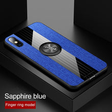 将图片加载到图库查看器，Magnetic Car Holder Case For iPhone 11 X XR XS Max 6 6S Plus Soft Frame Cloth Finger Ring Shockproof Cover For iPhone 7 8 Plus X
