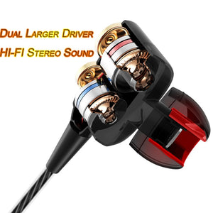 Dual Drivers Earphone High Bass Stereo With Mic For Meizu Xiaomi Sony