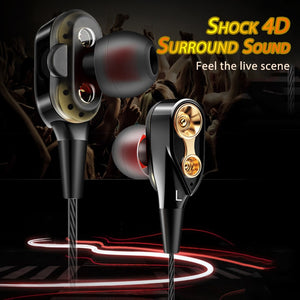 Dual Drivers Earphone High Bass Stereo With Mic For Meizu Xiaomi Sony
